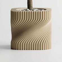 ORIZZONTE Modern Decorative Vase With Intertwined Spiral Structure – Dynamic Minimal Design For Plants, Cactus, Bonsai – Home/Office Gift Idea – Available In 2 Sizes – 100% Made In Italy, Shipping From Italy - Wood - 查看 4