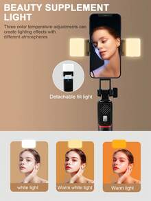 2026 New 1.7m Extendable Selfie Stick With Anti-Shake, Retractable Tripod And Wireless Function. Made Of Durable ABS And Aluminum Alloy. Portable Remote Control Smart Phone Selfie Stick For Vlogging, Travel, Outdoor Photography, Compatible With IPhone/Smartphones. Great For Couples Photography On Valentine's Day - Multicolor - View 3