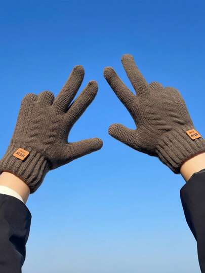 1 Pair Brand New Fried Dough Twist Women's Winter Gloves, Thickened Double-Layer Touchscreen Fuzzy Gloves, Knitted Warm, Unisex Fashion Fingerless Gloves, Suitable For Parties, Driving, Running, Gaming, Daily Activities And Gifting To Friends And Family.