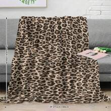 1 pătură de flanel cu imprimeu leopard la modă - moale, caldă, elegantă, potrivită pentru somn la birou, canapea, călătorii, camping, toate anotimpurile, poliester ușor, lavabilă la mașină, textură modernă de leopard, flanel leopard, cadou excelent pentru toate ocaziile - Multicolor - Vizualizare 5