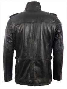 AVIATRIX Men's Real Leather Field Coat Black ZGOK - Black - View 4