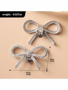 2pcs Shiny Silver Butterfly Shoe Clips, Metallic Mesh Texture, Fully Studded With Rhinestones. Exquisite And Glamorous, Adds Elegant Charm To Footwear