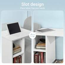 SoBuy FBT48-W Side Table With Slot For IPad, Magazine Rack, Coffee Table With Wheels, White, Approx. 45x58x35cm (WxHxD). - White - View 9