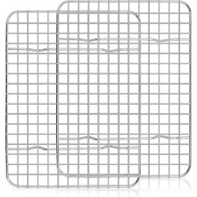 Juego de 2 rejillas de enfriamiento Homikit de 12" X 9" de acero inoxidable para hornear tocino, pan, pizza. Rejillas de alambre para horno aptas para bandejas de tamaño medio, resistentes a la oxidación y aptas para lavavajillas