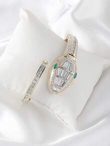 New Creative Cobra Full Rhinestone Open Bracelet Watch European And American Fashion Personalized Women's Bracelet Watch