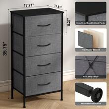 Modern 4-Drawer Fabric Dresser With Wooden Top & Metal Frame - Large Storage Capacity For Bedroom Or Living Room Kids Room Nursery - Dark Grey - View 3