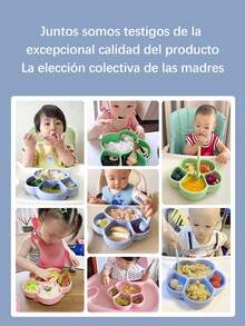 Set De 8 Piezas Juego De Cuchara y Tenedor De Silicona Para Bebé, Adecuado Para Bebés y Niños Pequeños, Hecho De Silicona, Diseño Dividido, Cuchara y Tenedor De Mango De Madera, Plato De Silicona Para Niños Apto Para Microondas y Lavavajillas, Regalo Para Niños - Rosa - Ver 8
