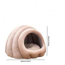 Cama cómoda para mascotas adecuada para gatos y perros pequeños - Semi-cerrada, casa de perro/gato acolchada y abrigada para el invierno - Neblina azul - Ver 3