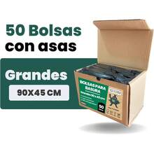 Bolsas de Basura Biodegradables con Asas, Color Negro, Grandes 50 Piezas 45 X 90 - Grande 50 Piezas - Ver 12
