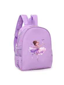 1个时尚卡通图案印花舞蹈背包，轻便耐用，粉色和紫色可选，拉链开口，涤纶内衬，可调节肩带，适合舞蹈、瑜伽、旅行和日常通勤。 - 彩色 - 查看 8