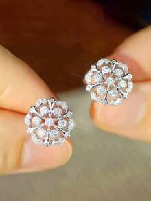 一对优雅的立方氧化锆耳钉，适合女性佩戴，适用于婚礼、订婚、周年纪念、派对、情人节等各种场合。 - 1# - 查看 14
