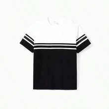 Matching Family Outfits – Striped T-Shirt For Men & Boy, Crop Top & Midi Skirt Co-Ord Set For Women & Girl, Flared Dresses For Baby Girl – Stylish Summer Family Coordinated Cotton Set - 黑與白 - 查看 6