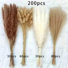 25/50/80/160pcs Natural High Quality Reed Grass Decor - Dried Rattan Flowers, Suitable For Home, Wedding, Event And Holiday Decoration (Christmas, Halloween, Easter, Thanksgiving) - Multicolor - View 9