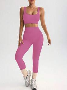 Ribbed Fitness Set - Soft Comfort And Practicality. - Red Violet - View 3