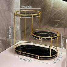 Multifunctional Iron Makeup Organizer Rack, Bathroom Countertop Storage Box, Cosmetic Display Shelf - Black - View 12