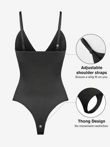 1pc Women Shapewear Jumpsuit, Tummy Control, Butt Lifting, Seamless Bodycon Slip Dress - Black - View 4