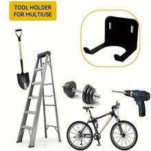 Heavy-Duty Steel Lawn Mower Wall Mount - Easy-To-Install Garage Organizer For Lawn Mowers And Trimmers, Black Metal Tool Storage Hook With Ventilated Garden Tool Organizer