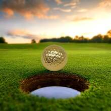 1pc Novelty Gold Plated Durable Rubber Golf Ball, Enhances Distance And Accuracy, High Visibility, Durable And Precise Golf Equipment, Perfect For Practice, Tournaments, Professional Golfers, Golf Accessories, Golf Gifts, Golf Courses, Outdoor Sports, Outdoor Training, Ideal For Men, Personalized Gifts, Valentine's Day Gifts - Multicolor - View 6