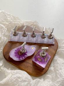 亚克力极光彩虹色矩形钻石形状美甲展示架，树脂水晶珠水钻复古韩国花朵激光 DIY 家居和户外女士母亲姐妹妻子女友婚礼美甲沙龙美容情人节使用