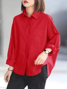 Women's Casual Solid Color Minimalist Long Sleeve Shirt