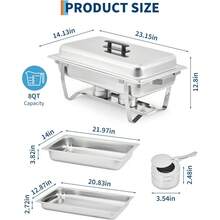 mteryoing 2/4/6 Pack Rectangular Chafing Dish, Single Compartment Stainless Steel Buffet Warmer Set, Complete Food Server For Catering, Wedding Events, Home Parties - 6 件裝 - 查看 2