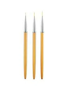 3pcs Nail Art Tools, Nail Art Pens, Metal Rod Flower Line Drawing Pens, Gold Nail Art Pens, Striping Tape Liner Brushes - Multicolor - View 9