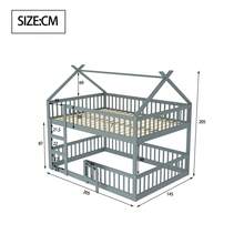 Children's Bunk Bed 140*200, Children's Bed, Bunk Bed With Ladder, Loft Design, Solid Wood Bunk Bed Frame, Grey - Gray + Wood + Wood - View 8
