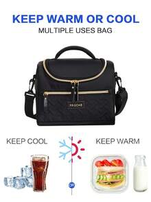 1 件运动风格保温午餐袋，便携式防水防漏午餐盒，带肩带，手提冷藏袋，加厚铝箔保温可重复使用午餐袋，适用于学校、办公室、露营、野餐、工人和食堂、教室储物袋、厨房配件、旅行配件午餐盒午餐袋女士教师野餐袋冷藏袋野餐袋女士午餐盒袋女士学校用品配件