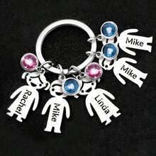 LICVIC 1 Móc khóa đá quý theo tháng sinh cá nhân hóa kèm tên, Móc khóa thép không gỉ cá nhân hóa cho nam nữ kèm mặt dây chuyền, Quà tặng móc khóa gia đình tùy chỉnh cho mẹ, Móc khóa tên tùy chỉnh, Quà sinh nhật, Giáng sinh, Halloween, Ngày của Mẹ, Ngày của Cha, Quà tặng cho các cặp đôi, cha mẹ, bạn thân, Móc khóa du lịch - Bạc - Xem 23