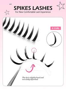 Asiteo 200pcs D-Curl Pointed Tip Cartoon Eyelash Extensions, Anime Thick Lash Clusters, Pointed Tip Individual Lashes, 12-20mm Length Cluster Lash Extensions, Fairy Individual Cluster Lashes - D - Xem 3