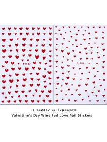 2 Peças Adesivos de Arte de Unhas Brilhantes para o Dia dos Namorados - Borla de Metal Brilhante Retrô de Luxo, Design de Arte DIY Simples de Amor para o Dia dos Namorados, Adequado para Uso Diário, Casamento, Festa e Festival de Mulheres, Adesivos de Unhas Descartáveis e Adesivos, Estilo de Tema de Luxo Simples e Leve, Fácil de Colar Decoração de Salão de Beleza - Multicolorido - Visão 5