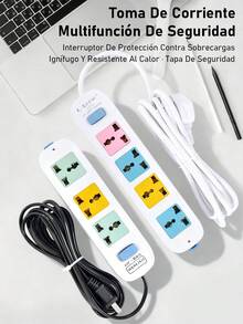 Regleta Inteligente, Multifunción Con Interruptor De Línea Larga, Panel De Conexiones De Alta Potencia Para El Hogar Poroso - Tipo de Enchufe A USA (110-127V) - Ver 2