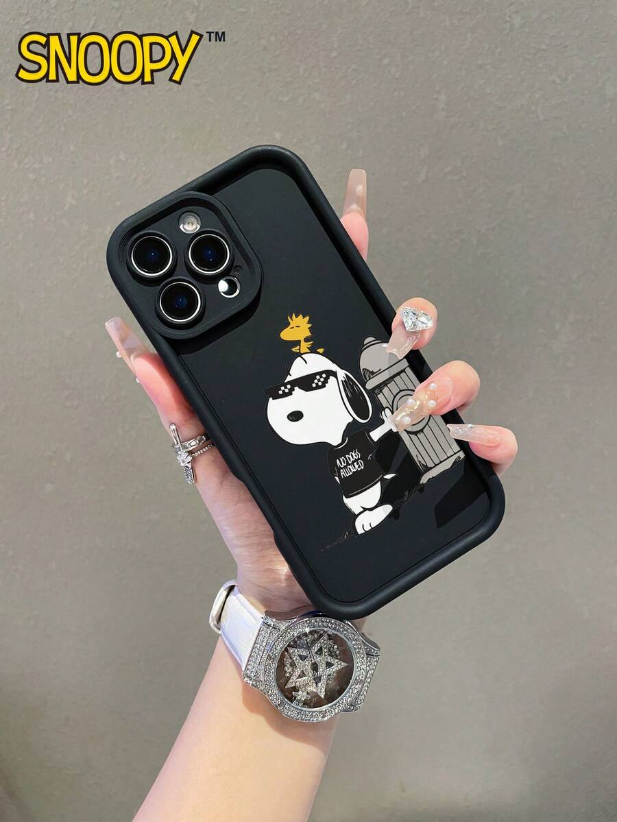 A Cartoon Anime SNOOPY Sky Eye Step Black Phone Case, Shockproof Tpu Material Phone Case Can Be Given As A Holiday Gift. It Is Suitable For Apple Phones, And The New Model Is Suitable For IPhone13/14/15/16/17Pro Max Phone Case - Nhiều màu - Xem 1