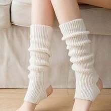 Knitted Calf Socks For Women, Sweet Milk White European And American Jk Lolita Boot Covers, Mid Leg Lolita Leg Covers For Women, Warm And Slim Fit Socks, Suitable For Autumn, Winter And Spring Wear - White - View 12