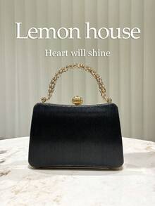 1 pièce Sac à main de soirée élégant décoré de strass noirs, sac de soirée formel à la mode pour femmes avec bandoulière amovible, convient pour le mariage, la fête, le banquet et d'autres occasions, excellent cadeau pour les femmes - Noir - Voir 1