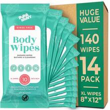 Body Wipes - 14 Pack - 140 XL Bath Wipes Adults No Rinse, Adult Wipe Elderly - Body Face Gentle Skin Cleansing, Shower Wipe Bathing Travel, Elderly, Car, Gym, Camping 8x12 Inch - 新鮮+10裝(14包) - 查看 1