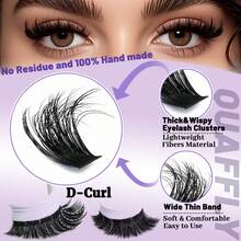 DIY Lash Extension Kit 1676Pcs D Curl Individual Spike Manga Lash Clusters Kit With Bottom Lashes, Lash Bond And Seal, Remover Tweezers Brush - màu đen - Xem 6