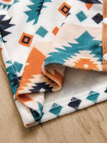 Ramadan Traditional Set, Boys Graphic Pattern Crew Neck Long Sleeve Top And Elastic Waist Pants 2 Pieces Outfit, Suitable For Infant Daily Casual Wear