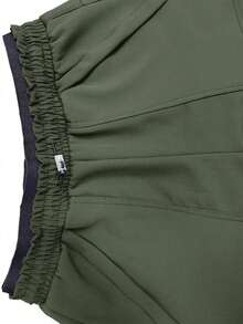 بنطلون كارجو مبطن دافئ ومريح للنساء ذو ساق واسعة | أخضر زيتوني مع خصر مرن وسحاب جانبي - مناسب للارتداء اليومي العادي، التنقل، المكتب، والأناقة الشارعية في فصل الشتاء - أخضر عسكري - مشاهدة 6