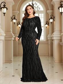 XUIBOL Váy cưới cho mẹ cô dâu sang trọng, cổ tròn, chất liệu vải sequin thêu tinh tế, chất lượng cao, vừa vặn, cỡ lớn, cổ tròn, buổi tối, ngày cưới, tiệc sinh nhật, kỷ niệm, gia đình, tiệc cocktail, tiệc trang trọng, tiệc chiêu đãi, tiệc đơn, ngày lễ, mùa hè, mùa thu, cổ chữ V, tay ngắn, sang trọng, thanh lịch (thêu dày) - màu đen - Xem 7