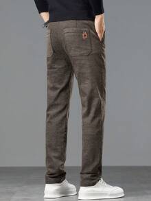 Men's New Embroidered Slant Pocket Casual Pants, Gentleman's Light Business Straight Trousers, Suitable For Husbands, Boyfriends, Outings With Friends, And Gatherings - Camel - View 5