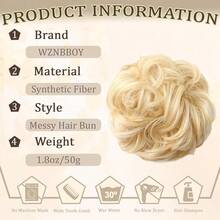 Messy Bun Hair Piece Hair Bun Wavy Curly Scrunchies Chignon Ponytail Hair Extensions Fake Hair Bun Extensions Synthetic Tousled Updo Hairpieces For Women(Golden Blonde Mixed Bleach Blond),GoldenBlondeMixedBleachBlond - 金色金髮混合漂白金髮 - 查看 3