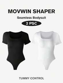 2pcs/Set Women Seamless Waist Trainer Jumpsuit, Butt Lifting Tummy Control, Flat Belly, Shapewear Jumpsuit, Waist Trainer, Butt Lifting Shaper, Backless Shaping Jumpsuit - Multicolor - View 4