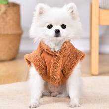 1 pieza Ropa para mascotas Chaleco térmico forrado para otoño/invierno, Chaqueta de ante minimalista y de moda, Adecuado para perros medianos/pequeños en otoño/invierno