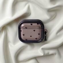 1pc Minimalist Black Heart Design [With Black Ring] Cute & Simple Creative Transparent Silicone Keychain/Holder For AirPods 1/2/3/4/Pro/Pro2/Pro3 - Multicolor - View 8