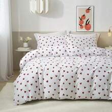 Brown Green Red Gingham Buffalo Plaid Duvet Cover King 100% Washed Cotton Vintage Checkered Duvet Cover Set Retro 3 Piece Grid Bedding Set With Zipper Closure Corner Tioft Easy Care - 國王+紅心 - 查看 2