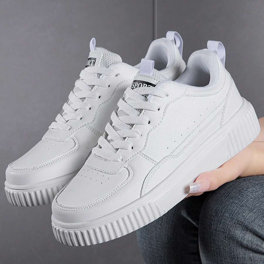 Chunky Shoes Womens Shoes Color Block Casual Sports Lightweight And Breathable For Everyday Comfort Spring Fall Tennis White Shoes Sneakers Outdoor Office Work Walking Travel Sport - 白色 - 查看 1