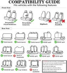 Stylish Black & Red Faux Leather 5-Seater Full Coverage Car Seat Covers - Red Stitching & Emblem Lettering Design Universal Fit Auto Seat Protectors - Black Five Seats - View 11