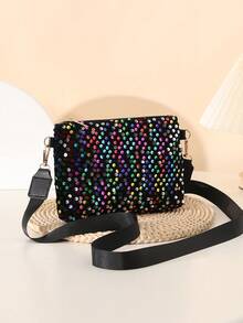 时尚荧光亮片女士手提包，简约斜挎手机包 - 彩色 - 查看 2