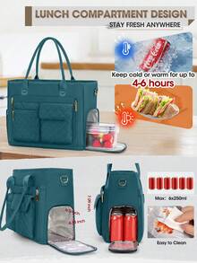 All-In-One Teacher Tote Bag With Insulated Lunch Compartment & 15.6 Inch Laptop Sleeve, Lightweight Nurse Work Bag For Women, Multi-Pocket Organizer For Work & Commute - Màu xanh lá cây đậm - Xem 4